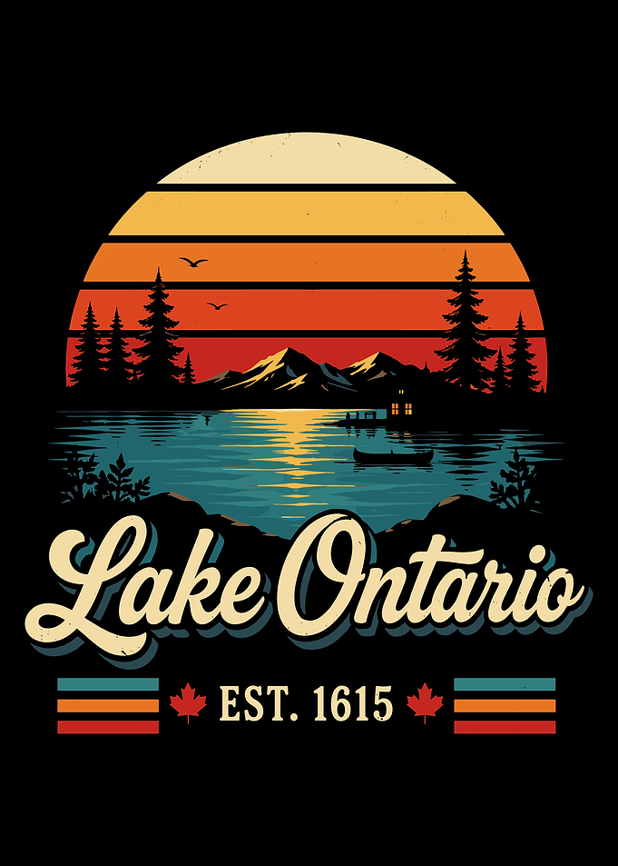 Vintage Lake Ontario Retro Sunset Design