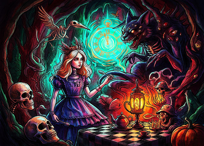 Dark Surreal Alice in Wonderland Tea Party