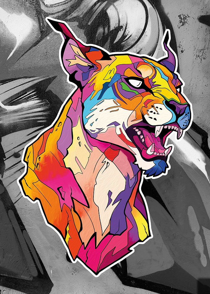 Colorful Pop Art Lynx Portrait