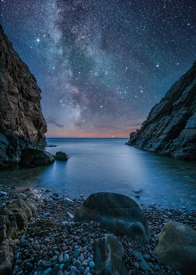 Milky Way Over Rocky Coastal Cove