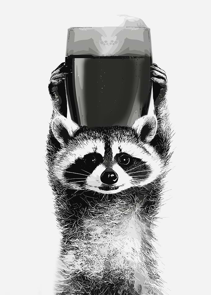 Raccoon Holding a Pint of Beer