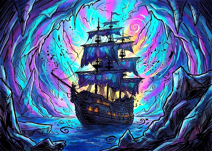 Ghost Ship in Neon Cave