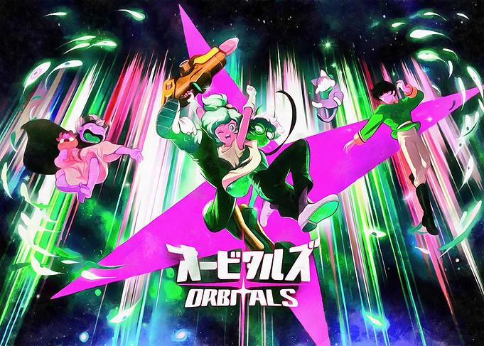 Orbitals Anime Style Space Adventure Poster