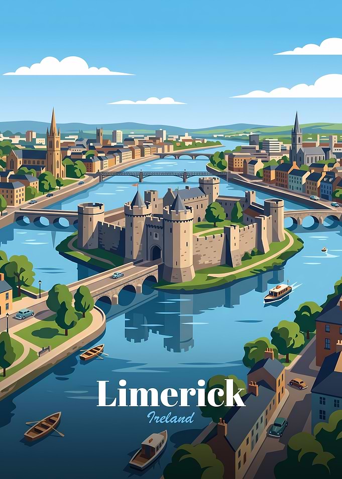 Limerick Ireland Travel Poster