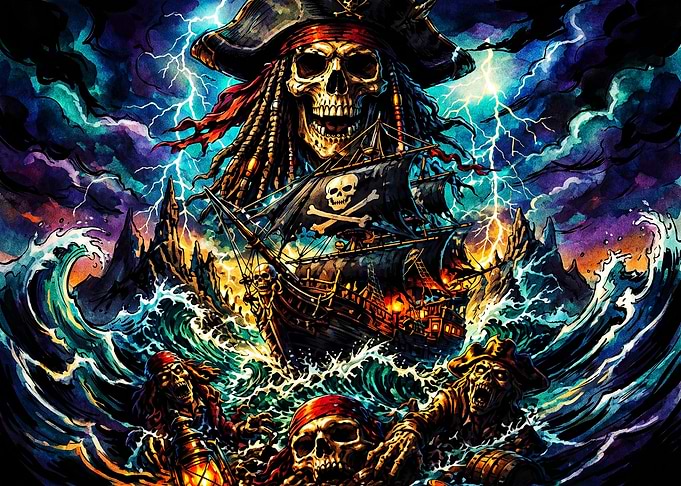 Pirate Skeleton Storm Fantasy Art