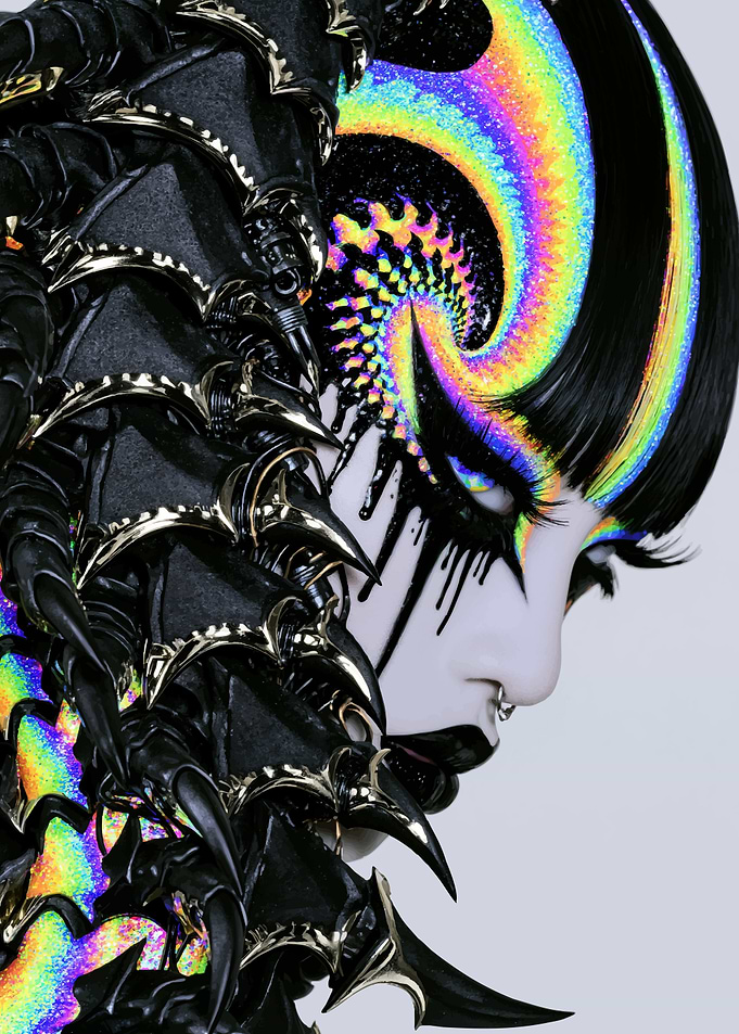 Cyberpunk Alien Queen Avant-Garde Portrait