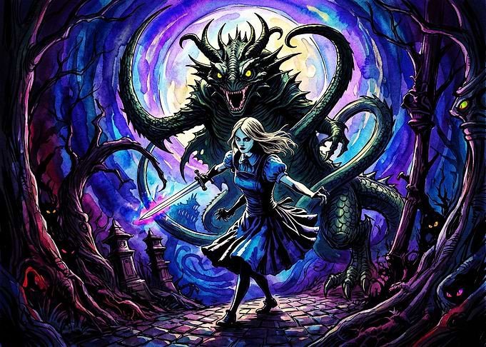 Alice Fighting the Jabberwocky