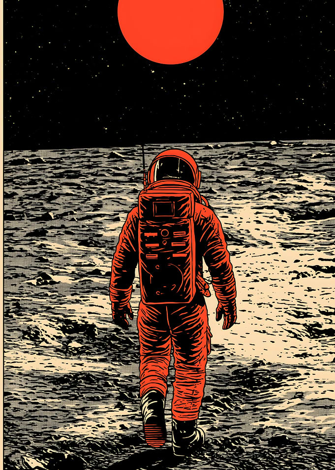 Astronaut Walking on Lunar Surface