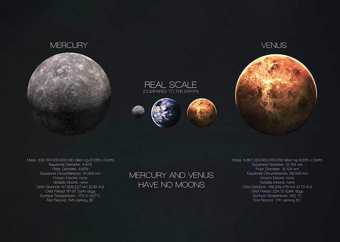 Mercury and Venus Planet Comparison Infographic