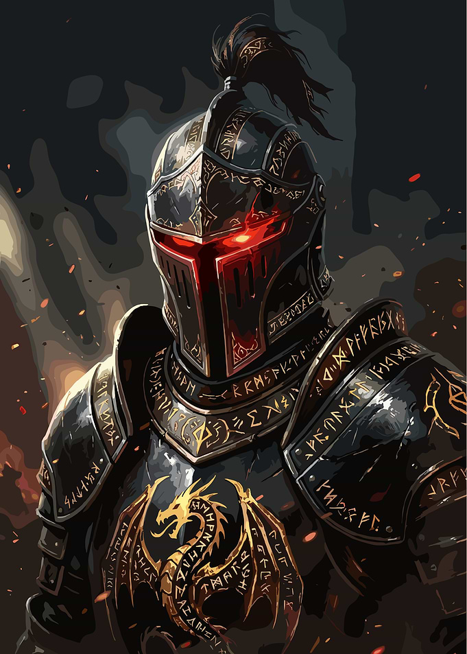 Dark Fantasy Dragon Knight Portrait