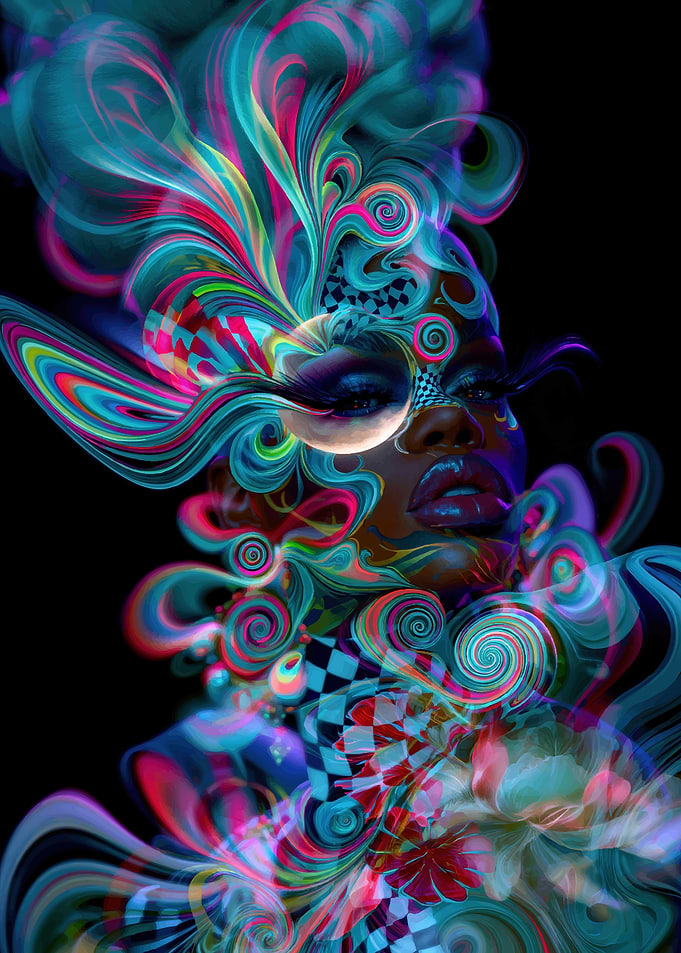 Surreal Neon Portrait of a Woman