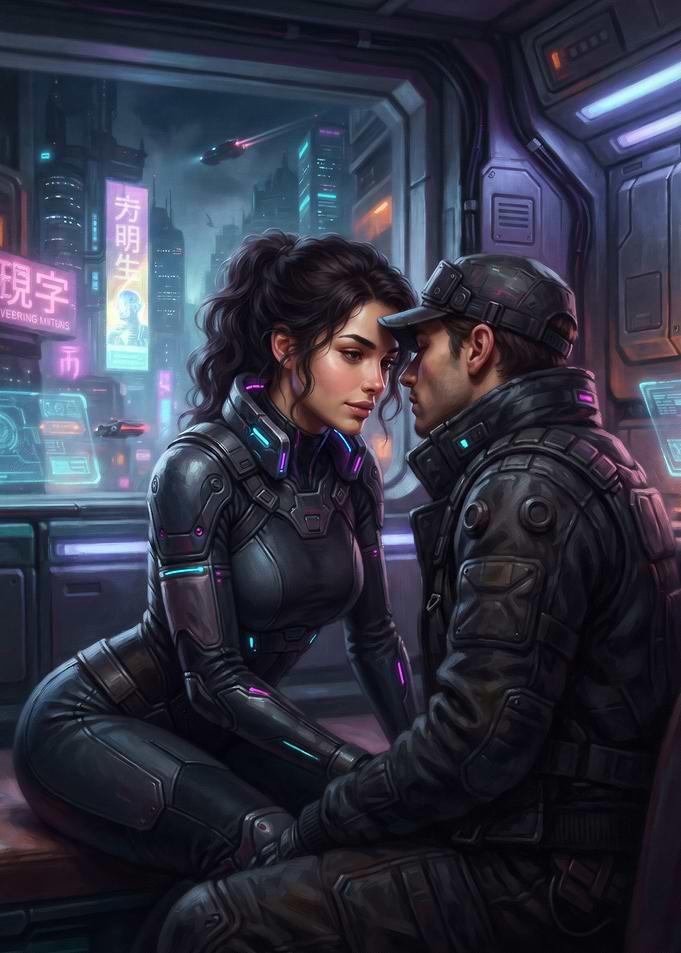 Couple in Futuristic City