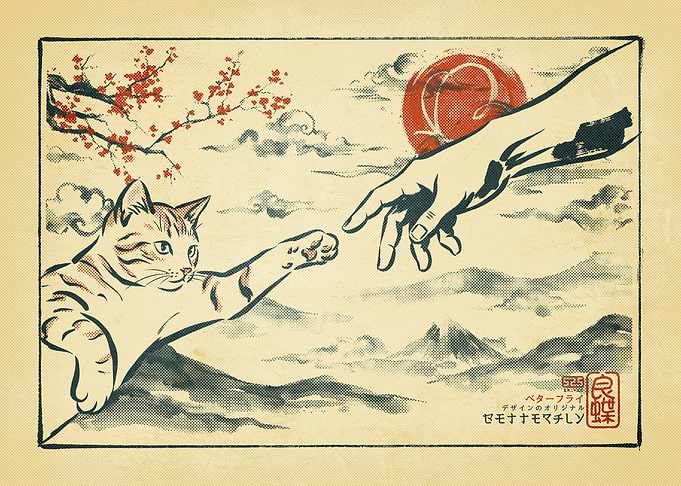 The Creation of Cat Japanese Art