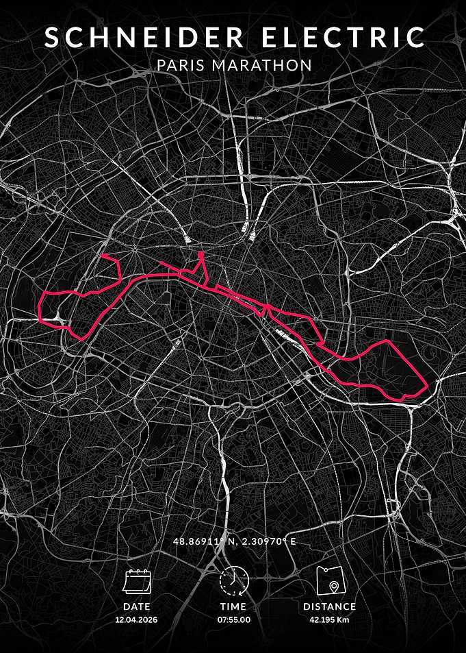 Schneider Electric Paris Marathon Map Poster