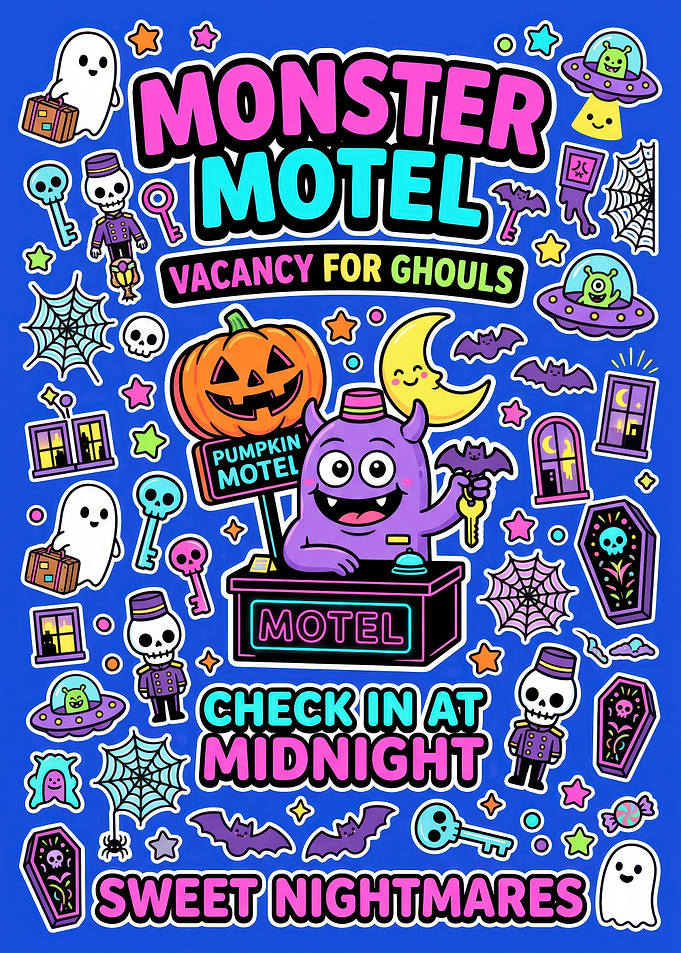 Monster Motel Halloween Sticker Sheet