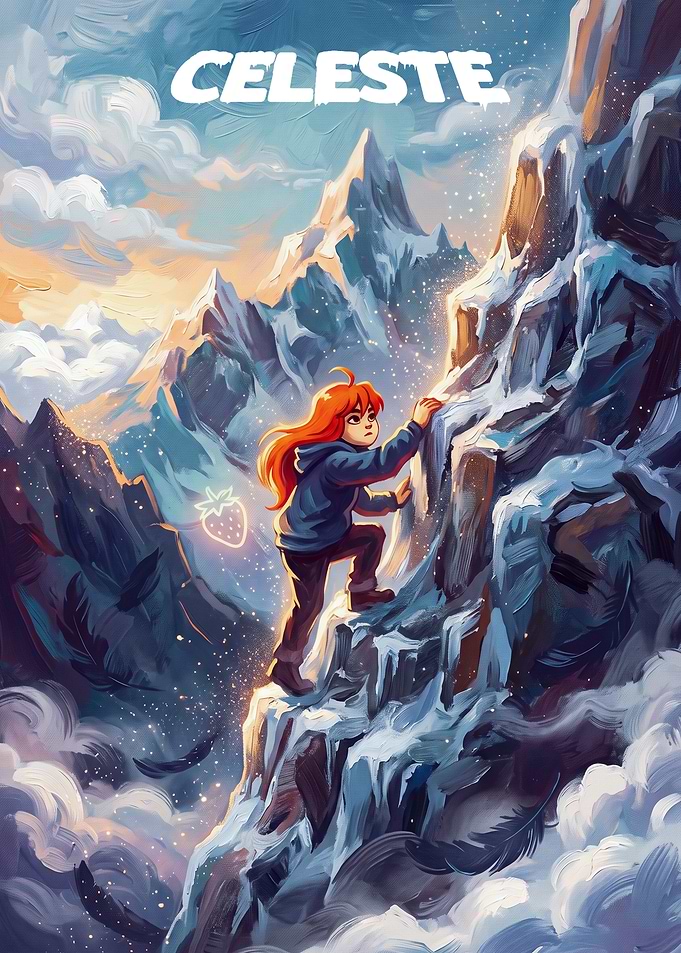 Celeste Mountain Climbing Poster