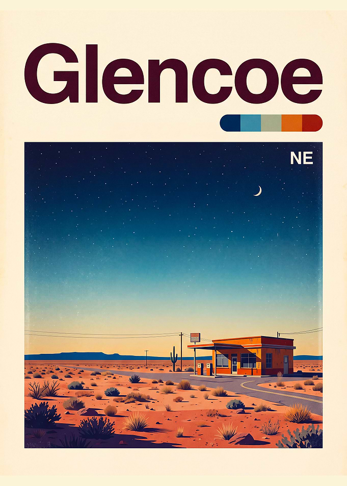 Glencoe Desert Gas Station Poster