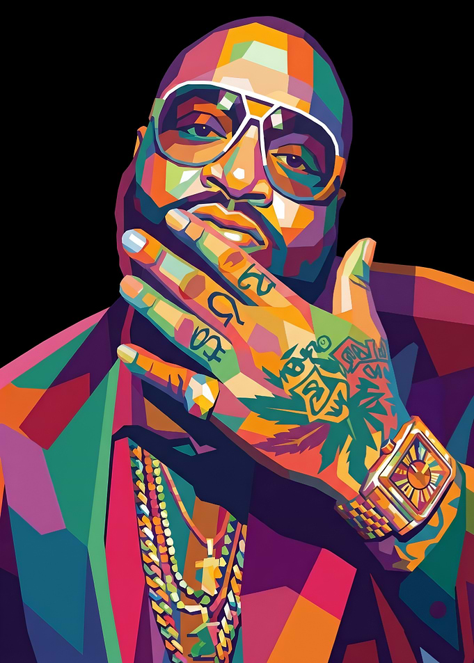 Colorful Pop Art Portrait of Rick Ross