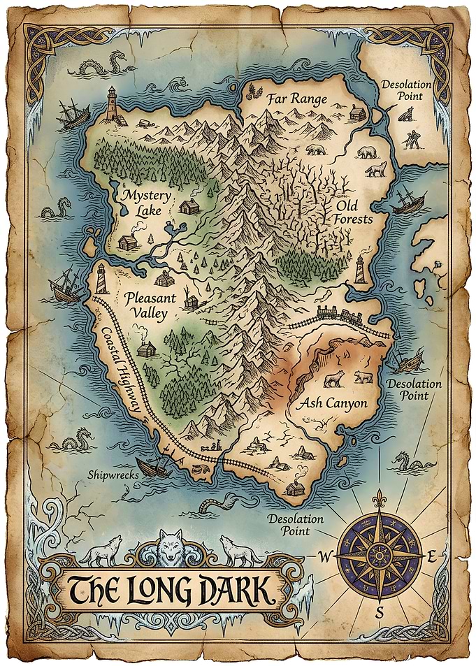 The Long Dark Game Map Poster