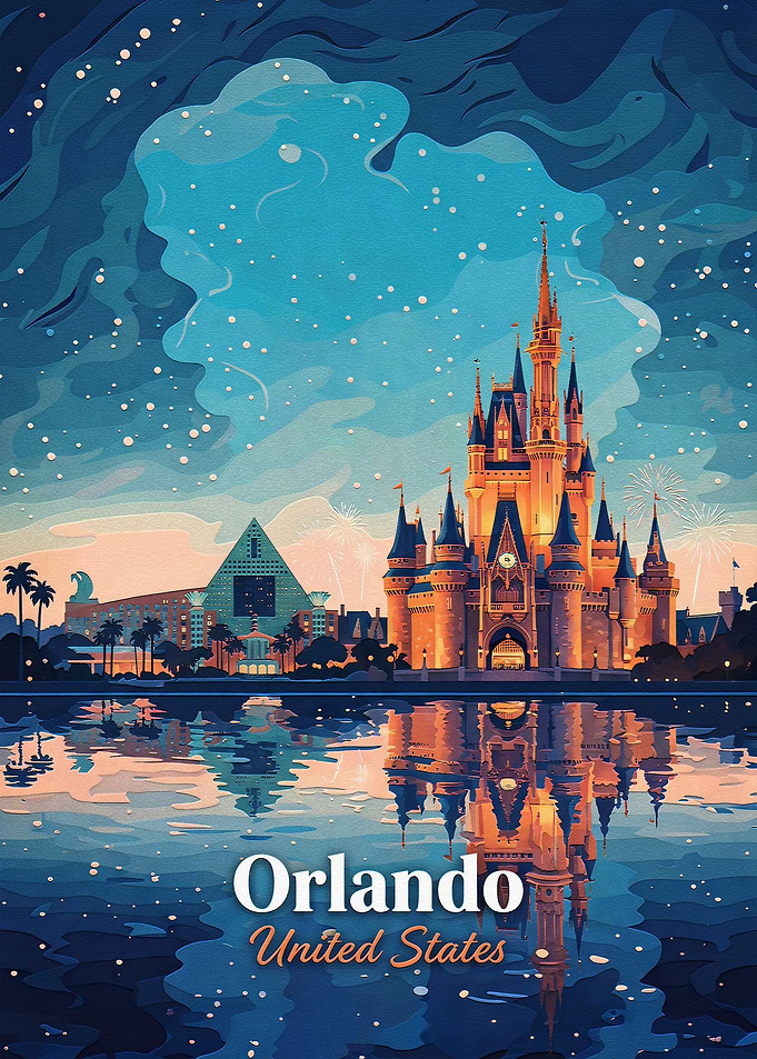 Orlando Disney Castle Travel Poster