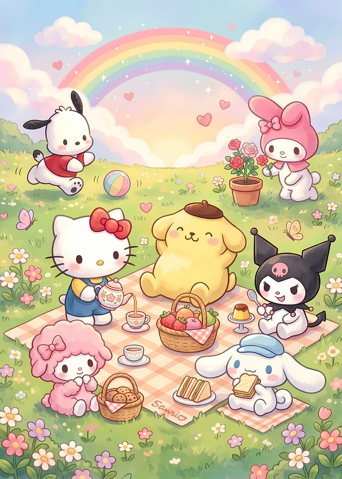 Sanrio Friends Picnic Party Illustration