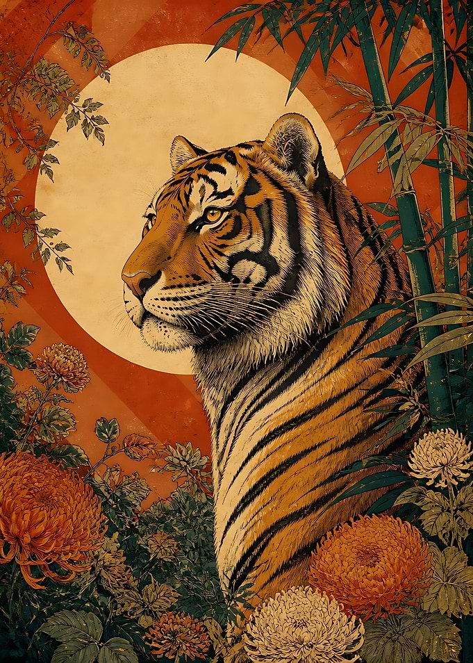 Majestic Tiger in Japanese Art Style