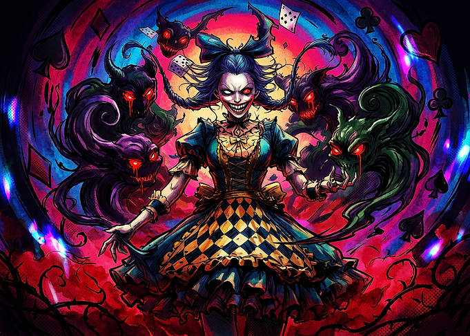 Dark Twisted Alice in Wonderland Illustration