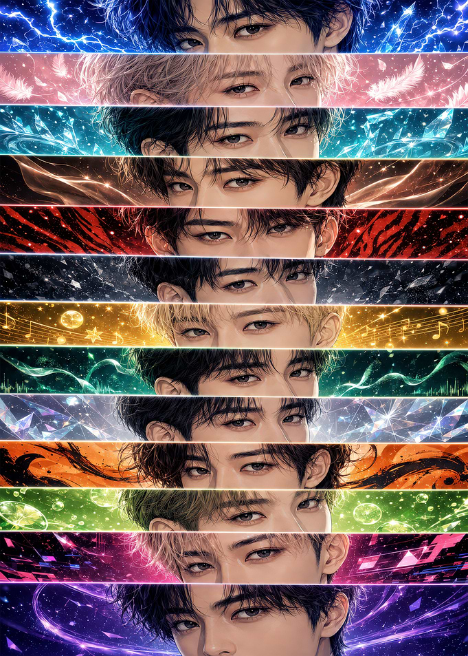 K-pop Idol Multi-Colored Eye Collage