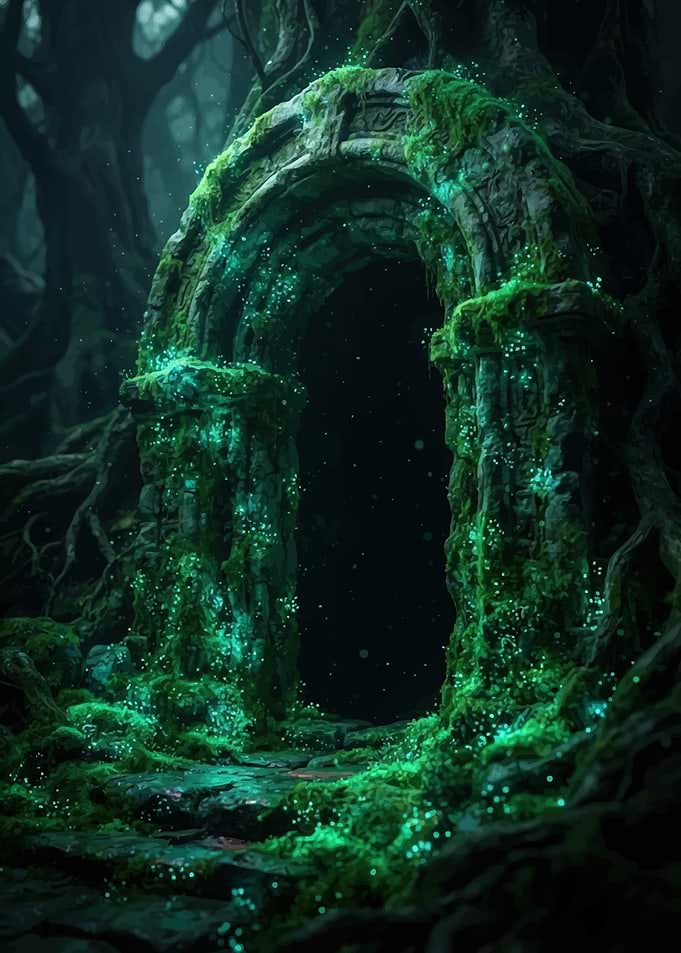 Glowing Enchanted Forest Stone Archway