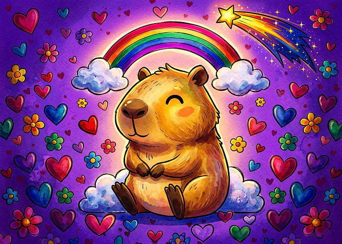 Cute Capybara on a Cloud