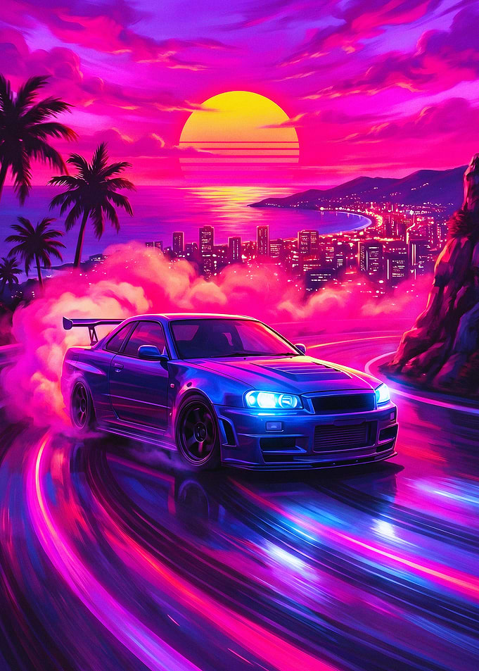 Nissan Skyline GT-R R34 Synthwave Drift