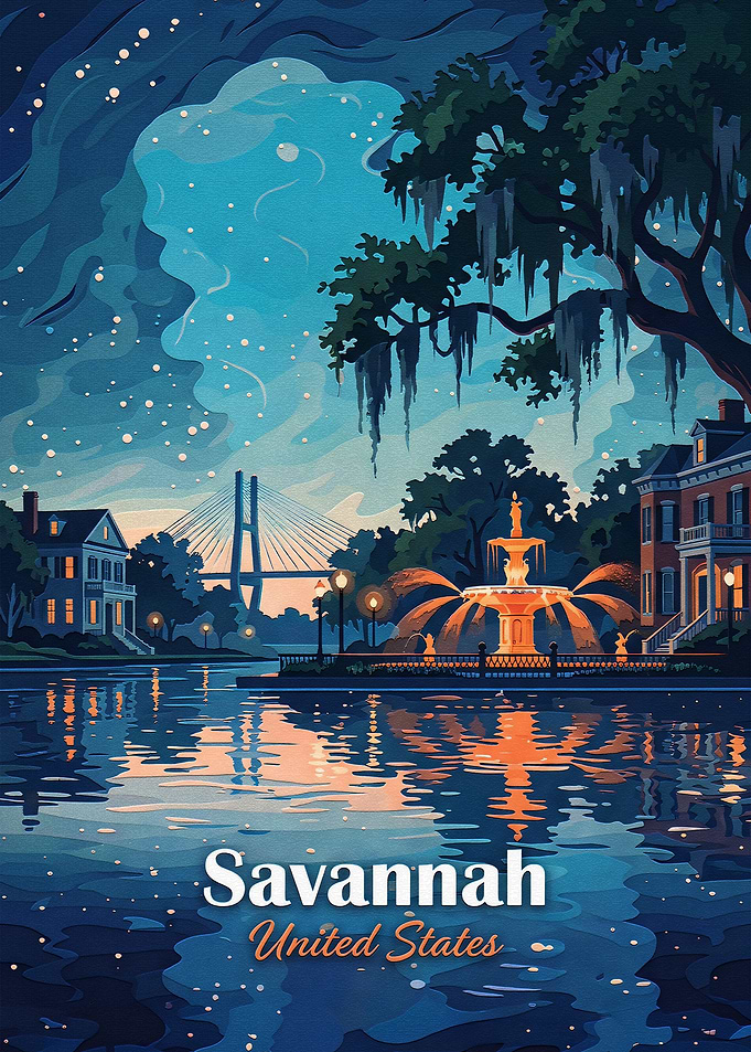 Savannah Georgia Travel Poster