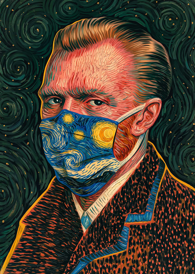 Van Gogh Wearing Starry Night Mask