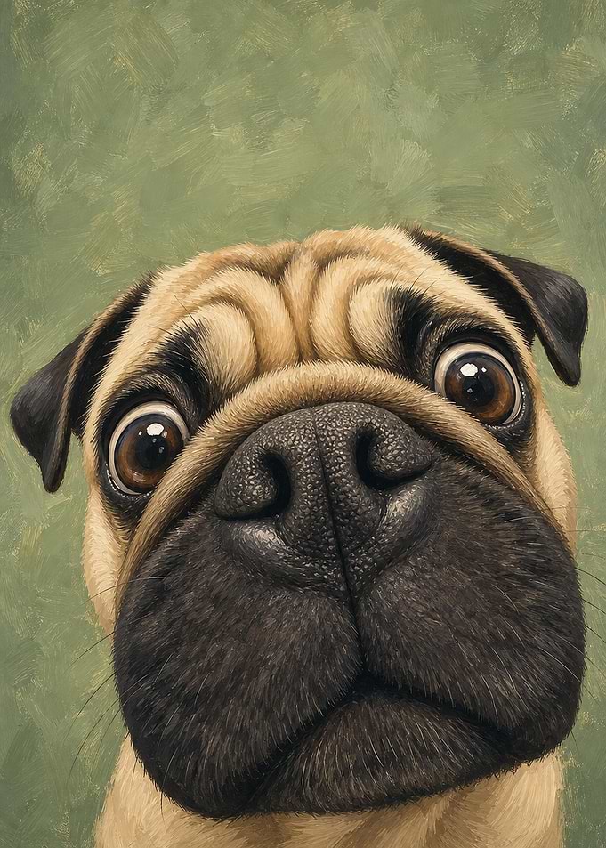 Pug Wall Art — Funny Big Nose Close-Up Portrait