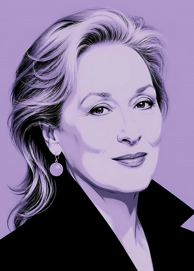 Meryl Streep Purple Portrait Illustration