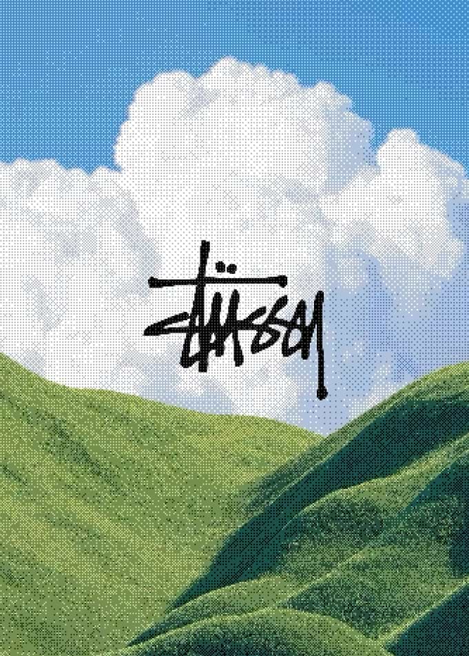 Stussy Logo Over Rolling Green Hills