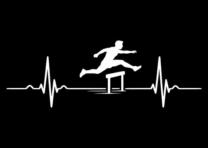 Hurdler Heartbeat EKG Line Art