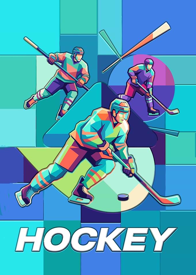 Dynamic Abstract Hockey Player Illustration
