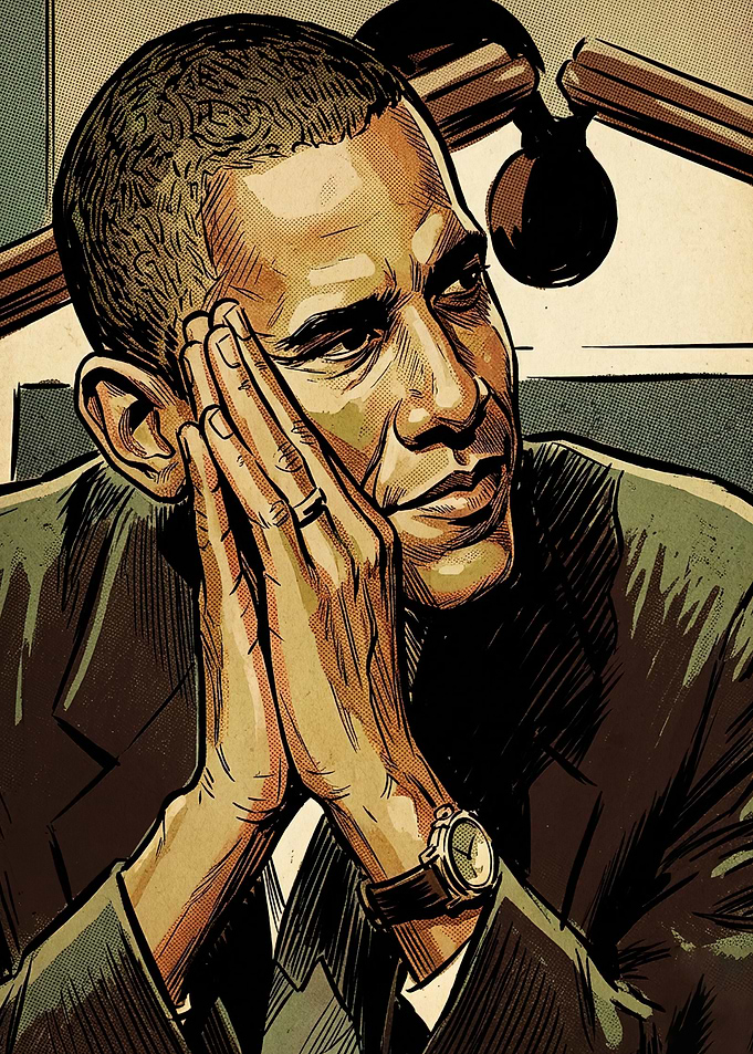 Barack Obama Comic Style Portrait