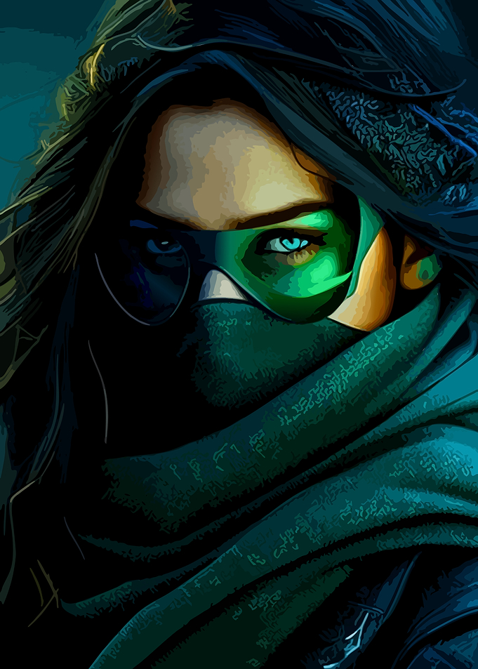 Mysterious Masked Warrior Portrait