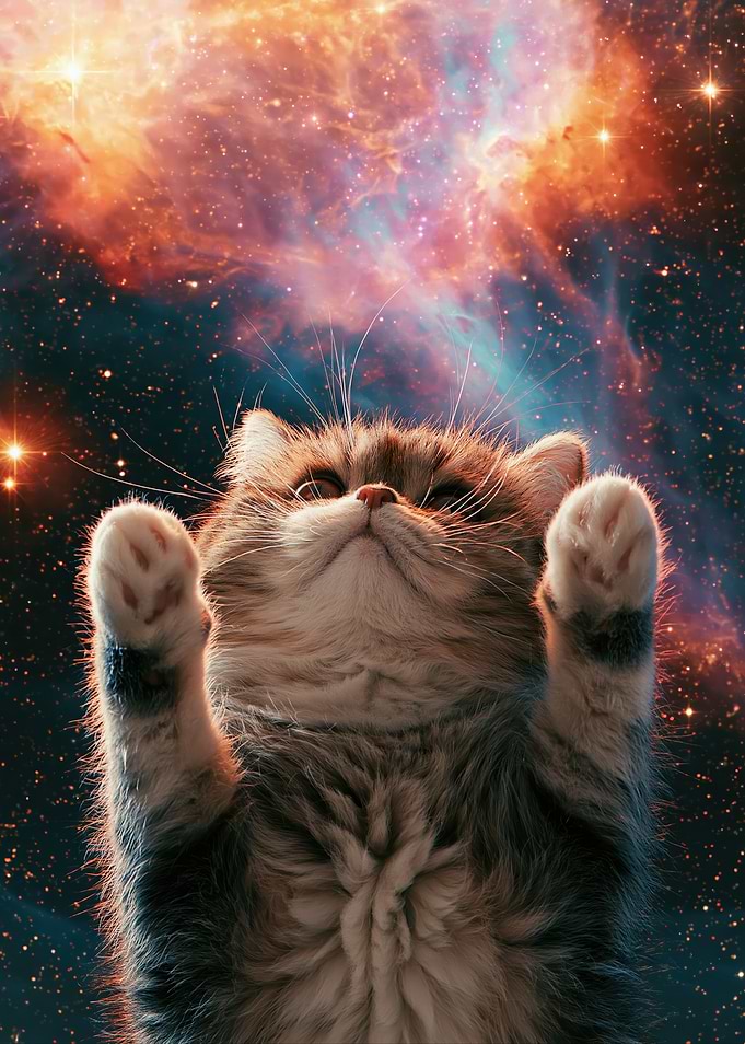 Cat Reaching for the Stars
