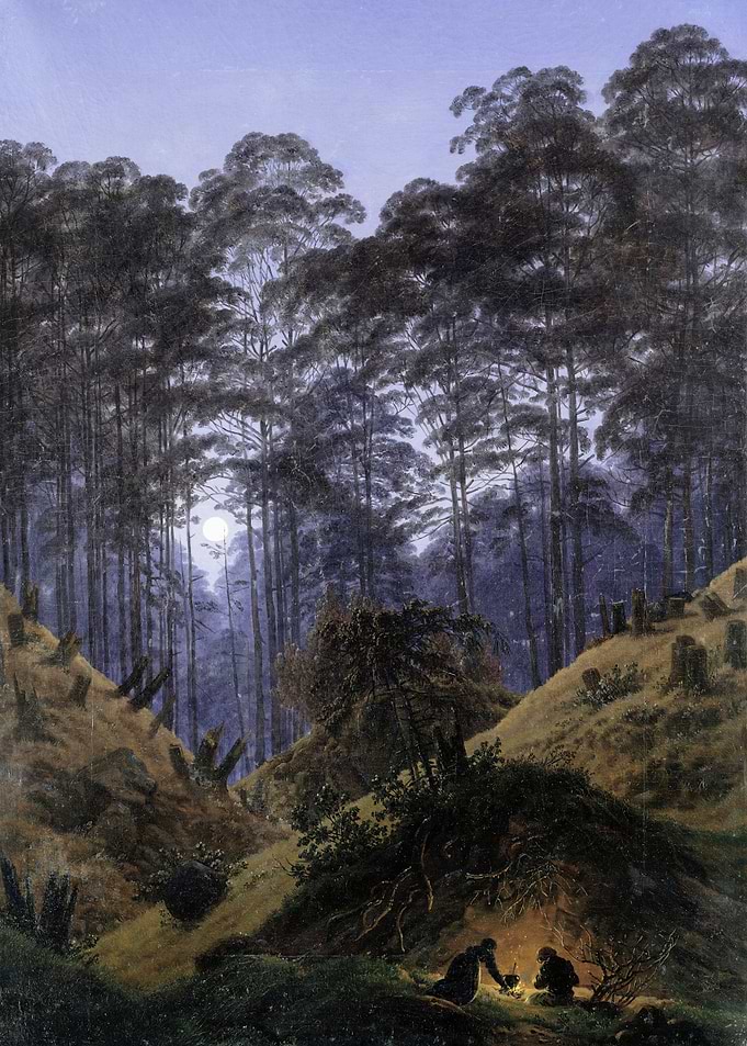 Inside the forest in the moonlight (circa 1823) - Caspar David Friedrich