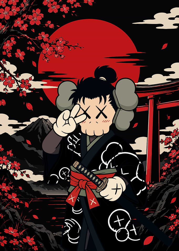 Kaws Samurai Anime Style Illustration