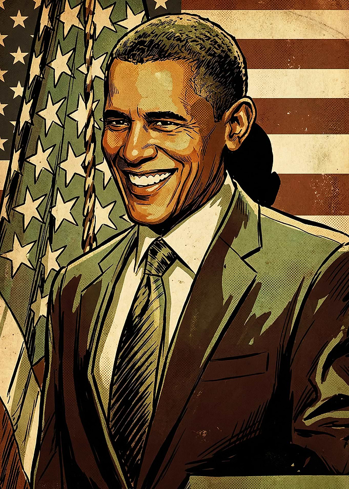 Barack Obama Vintage Comic Style Portrait