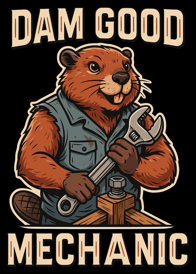 Dam Good Mechanic Beaver Illustration