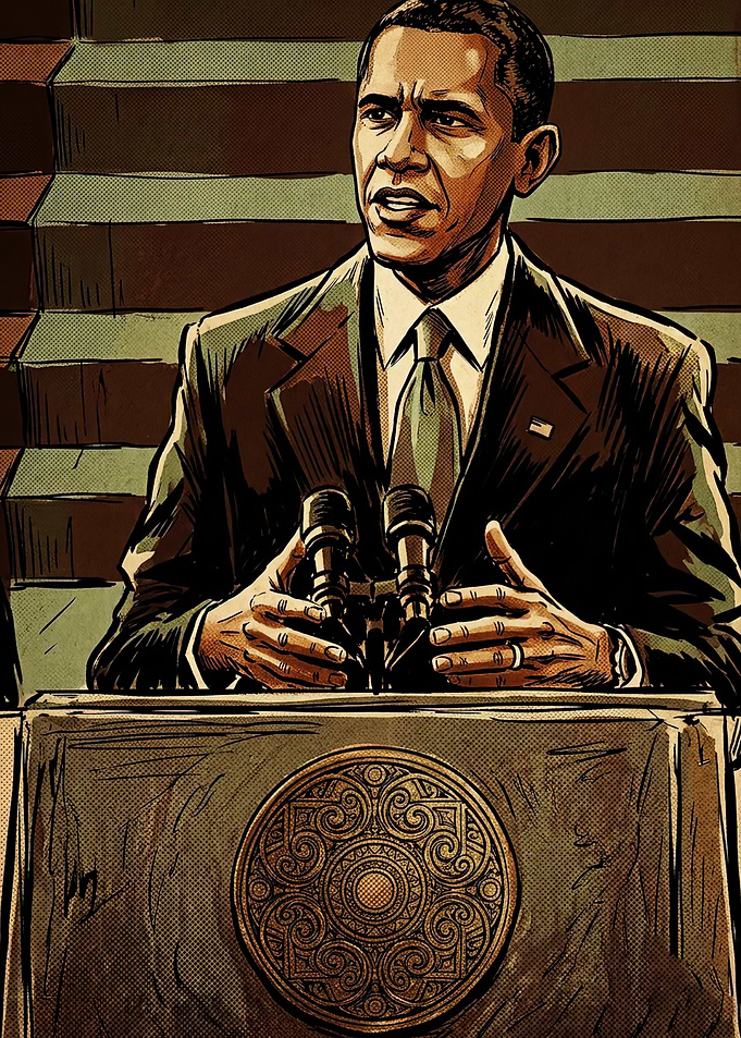 Barack Obama Presidential Speech Illustration