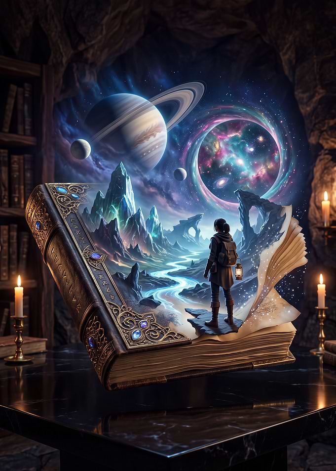Magical Portal Book Fantasy Scene
