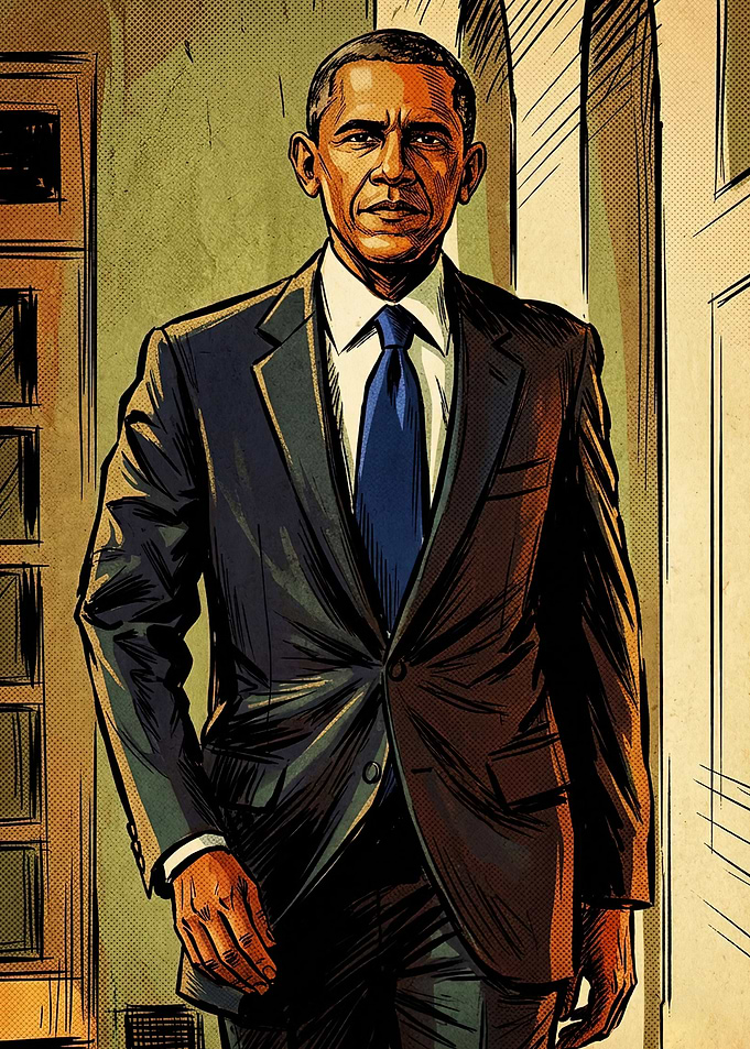 Barack Obama Comic Book Style Portrait