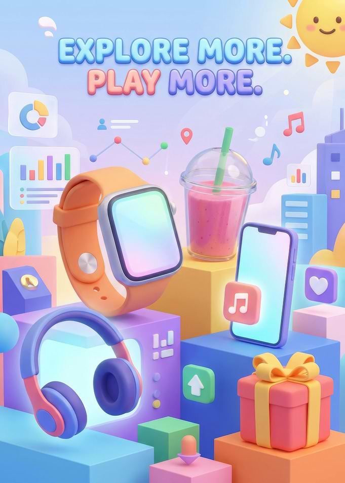 Explore More Play More 3D Illustration