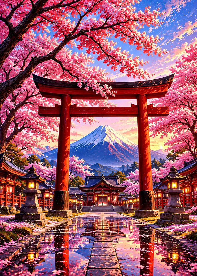 Mount Fuji and Torii Gate